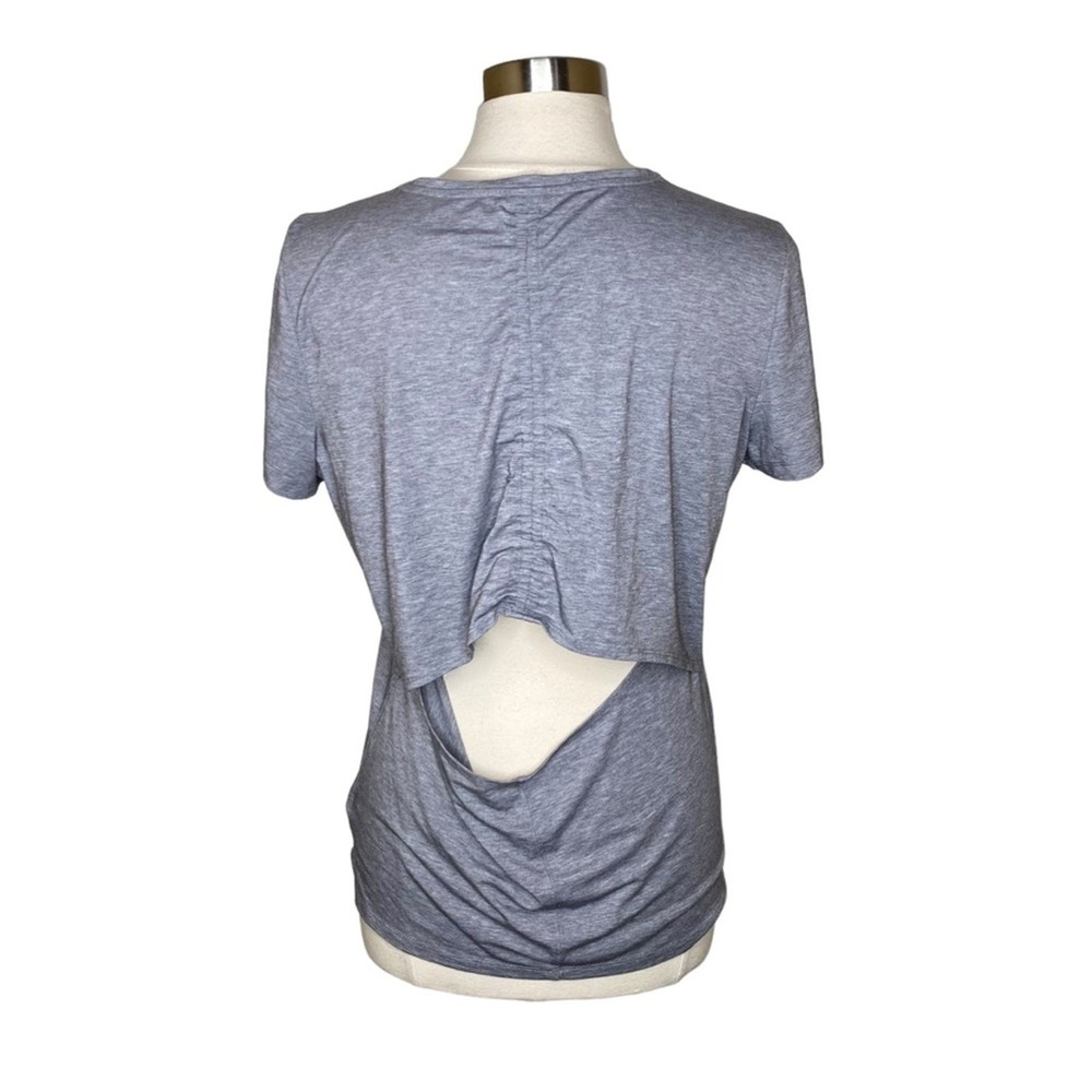 Athleta Encore Tee in Flagstone Grey Heather Ruched Back T-Shirt Women's Large